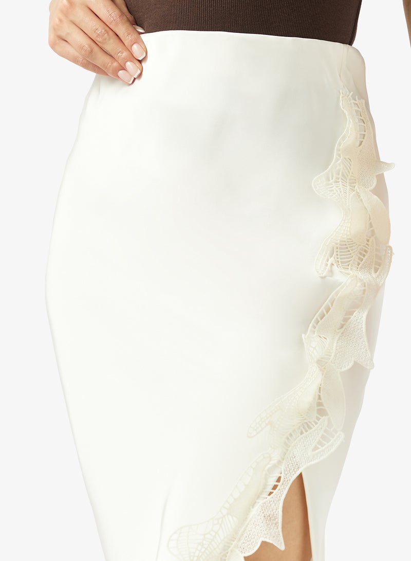 Ginger Satin Lace Detail A Line Skirt - Image 4